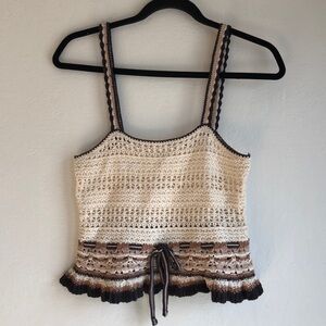 American Eagle Outfitters y2k Crochet Tank Top Front Tie Size Small